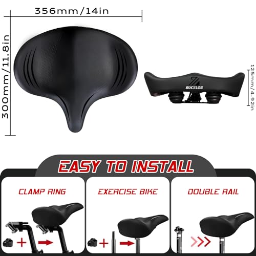 Image of BUCKLOS Wide Bike Seat for Men Women Ebike Seats Comfort Extra Large Comfortable Bicycle Seats Saddle for Ebike /Crusier /Exercise /Peloton Bike