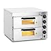 Produktbild Royal Catering RCPO-3000-2PS-1 Pizzaofen elektrisch 2 Kammern Pizzabackofen Pizza Ofen Schamotte Schamotteboden (3000W, 2 Schamotte-Steinböden: 40 x 40 x 1,5 cm, Timer bis 120 min, Edelstahl)