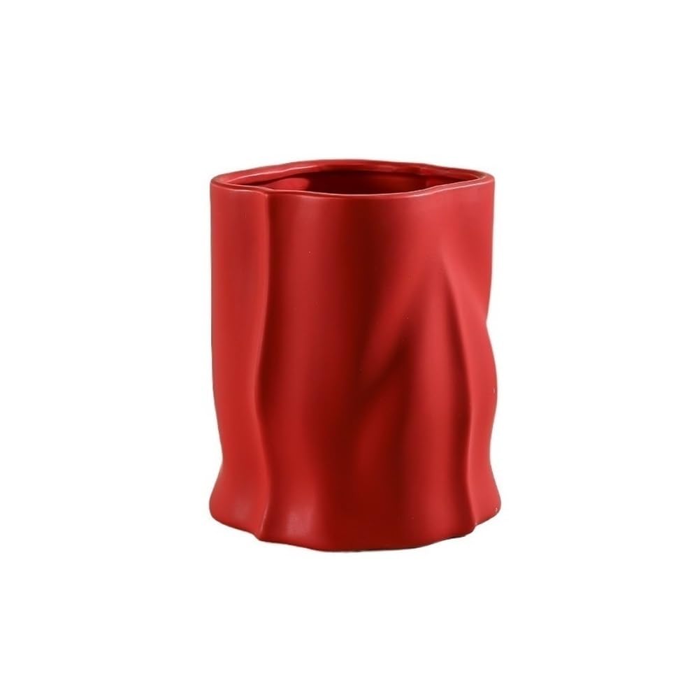 Pot de fleurs en céramique rouge 22cm pour plante de salon chic