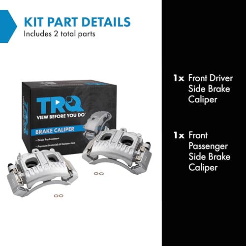 Image of TRQ Front Brake Caliper Set Zinc Coated Brackets Hardware Compatible with 1997-2002 Ford Expedition 1999-2004 F-150 1997-1999 F-250 1998-2002 Lincoln Navigator