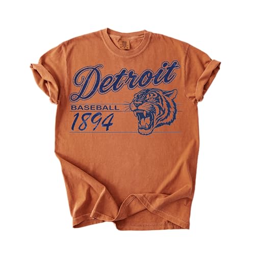 Detroit Baseball Vintage Tiger Graphic T-Shirt Style Retro Sports Fan Tee