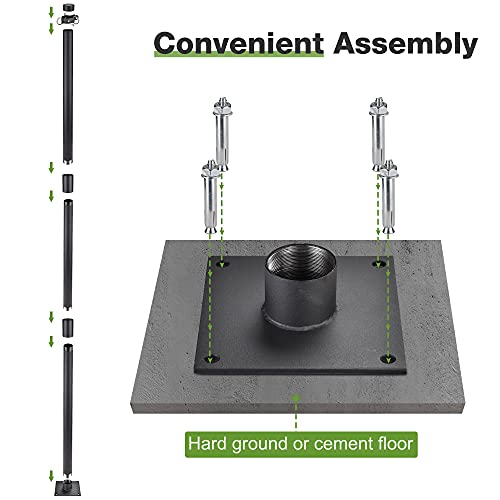 Yescom 10 Ft Sun Shade Sail Pole Post Canopy Awning Deck Patio Backyard With Pole Bracket Clamp Powder Patio Outdoor 121" Black #TOP4