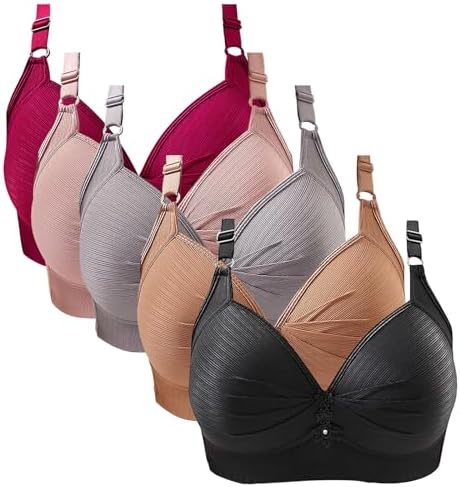 5 Pack Plus Size Push Up Sports Bras for Women No Underwire Adjustable Strap Seamless Underwear Everyday Sleep Bras