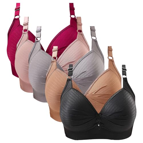 CUTeFiorino Sujetador de encaje blanco para mujer sexy con botones en la parte posterior, copas moldeadas, correa de hombro ajustable, talla grande ropa embarazada para mujer, Negro , S