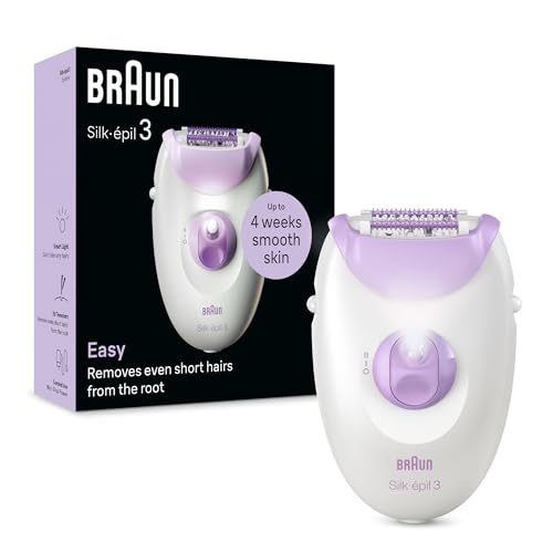 Braun Silk-épil 3 SE 3-000 Epilator Removes Even Short Hairs From The Root 20 MicroGrip Tweezers Non-Stop Corded Epilator Smart Light Hair Removal Device - White