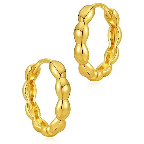 MRSXIA Pendientes Huggie para mujer, aro de oro de 18 quilates, relleno de oro de 18 quilates, pequeños, simples, delicados, hipoalergénicos, Metal MRSXIA Pendientes Huggie para mujer, aro de oro de 18 quilates, relleno de oro de 18 quilates, pequeños, simples, delicados, hipoalergénicos, Metal