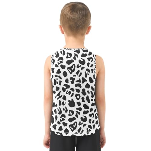 Boys Tank Top Shirts Animal Skin Print Black Spot Sleeveless T-Shirts Crew Neck for Kids Clothing Children3