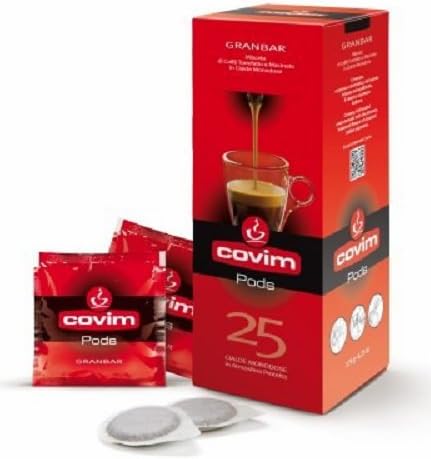 Caffe Covim E.S.E. Espresso Coffee Paper Pods - Compatible with All ESE Espresso Pod Machines - GranBar - 200 pods (8 x 25)