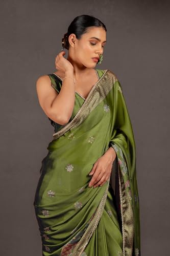 Image of MIRCHI FASHION Saree for Woman Chiffon Foil Work Floral Printed | Ethnic Sari for Function and Farewell with Unstitched Blouse Piece (Available in 15 Colors)