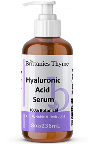 Brittanie's Thyme Hyaluronic Acid Serum, 8 oz, 100% Botanical Professional Clinical Strength for Face | Anti-Aging Anti Wrinkles & Hydrating Skincare Treatment