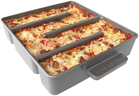 Baker's Edge Lasagna Pan, Deep Lasagna Pan w/ Handles for Baking Standard-Size Lasagna Noodles, Unique Sidewall Design Keeps Noodles & Layers Neatly Stacked, True Nonstick Coating, Heavy Gauge Cast Aluminum Construction – Patented & Made in the USA