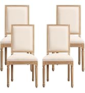 Furniliving French Country Dining Chairs Set of 4, Upholstered Dining Room Chairs with Back Farmh...