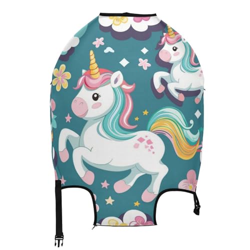 senya Travel Luggage Cover Suitcase Protector Unicorns Spring Flowers Washable Baggage Covers Fits 18-20 Inch Luggage2
