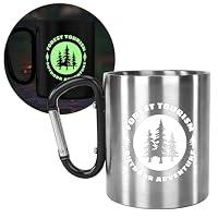 Edelstahl Camping-Tasse Nachleuchtend - mit Karabinerhaken - 280ml Doppelwandiger Becher - Leuchtet im Dunkeln - Wander Zubehör & Gadgets für Outdoor