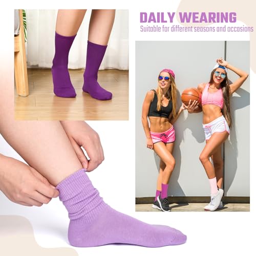 Image of Jadive 6 Pairs Women's Cotton Crew Socks Colorful Soft Casual Gradient Athletic Socks Bootie Socks for Sport Running Walking