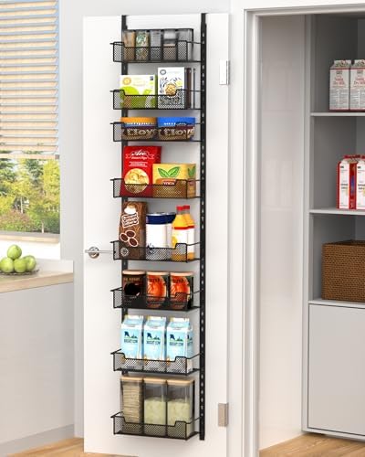 VyGrow 12.3" W Narrow Over the Door Pantry Organizer, 8-Tier Over...