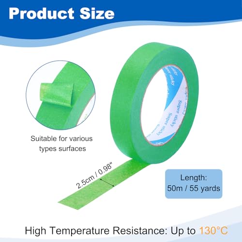 Image of PATIKIL Painters Tape 1 Inch x 55 Yards, Adhesive Masking Tape Green Paint Tapes for Wall Painting DIY Artist Craft Arts Decoration Labeling