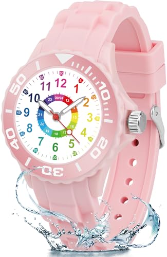 GUUMUXIN Montre pour Enfants Convient Garçons et Filles, Montre Éducative Analogique pour Enfants 5-16 Ans, Facile à Lire, Cadran Multicolore avec des...