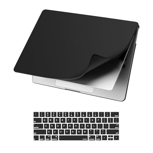 MOSISO Compatible with MacBook Pro 13 inch Case M2 2025-2016 A2338 M1 A2251 A2289 A2159 A1989 A1708 A1706, Shockproof Anti-Fingerprint Scratch Resistant PP Matte Soft Case&Keyboard Cover, Black