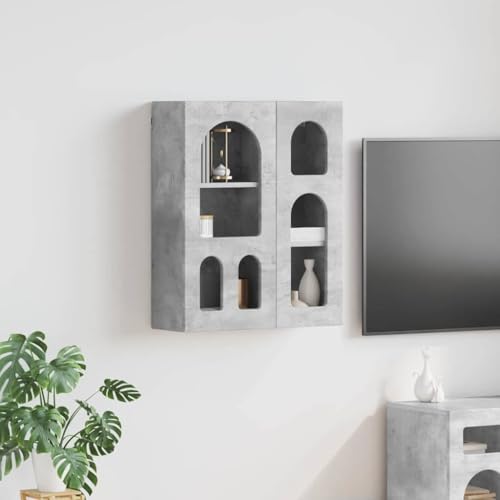 Mokuyary Armario colgante de hormigón gris 59 x 20 x 71,5 cm de material de madera para baño, armario de cocina colgante para dormitorio, salón, cocina