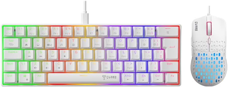 Combo Gamer Reaver Duo Snow Clanm Kit Completo com Teclado Mecâni...