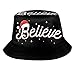 Funny Santa Hat With Believe Christmas Bucket Hat For Men Women, Fashion Unisex Print Christmas Reversible Fisherman Caps