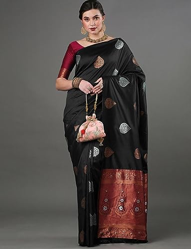 Image of Flosive Women's Mix Color Kanjivaram Silk Saree With Blouse