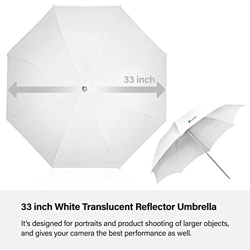 Limostudio [1 Pack] 33 Inch Diameter White Umbrella For Photography Video Studio, Reflector, Light Diffuser And Modifier For Soft Light, Agg124 #TOP2