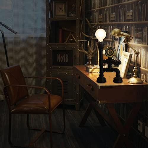 Efinehome Water Pipe Table Lamp Robot Style- Retro Industrial Table Light- Antique Steampunk Metal Desk Lamp Bedside Lighting Fixture For Office, Reading Kids Room, Cafe Bar (Bronze-Style E) #TOP3