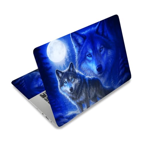 PLIGREAT Laptop Skin Sticker Decal, 12" 13" 13.3" 14" 15" Laptop Decal Cover Universal PVC Skin Stickers Cover Art Decal Reusable Notebook Protector, Cool Wolf