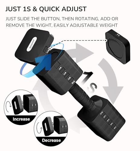 20LB Adjustable Dumbbell Set Hand Weights for Women Men, Exercise Fitness dumbbell Adjust dumbbells set of 2 for Home Gym Workout Strength Training Equipments Black by Upspeed - Image 4