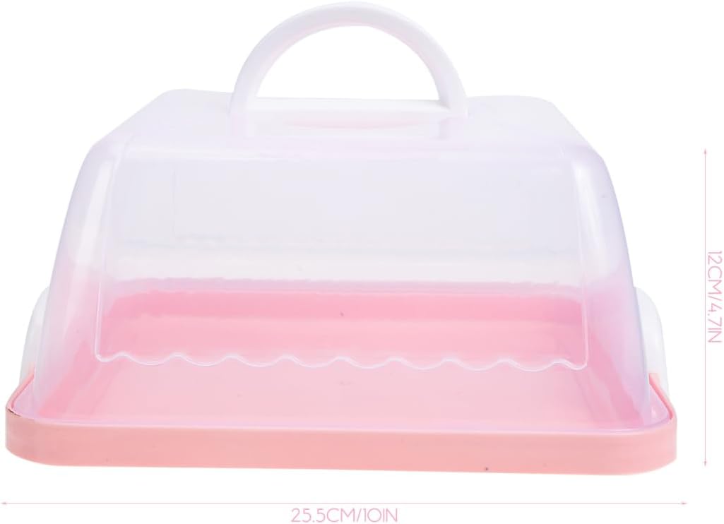 Square Cake Taker with Lid Cake Carrier with Handle Plastic Container Dessert Box for Outdoor 9.84 * 9.84 * 4.72in