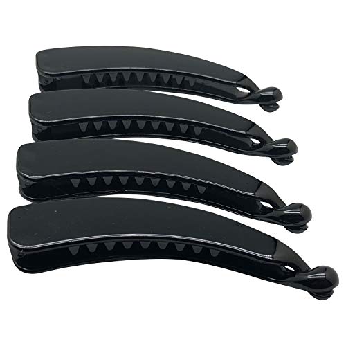 4 Pack 4.3"Black Banana Clips Hair Ponytail Holder Hair Ring for Long Hair Horsetail Comb Clips Hair Bands with Teeth