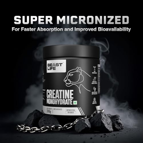Image of BEASTLIFE Super Micronized Creatine Monohydrate 249g | 83 Servings Unflavoured Powder| NABL Lab Tested | Premium Sports Nutrition for Strength & Performance