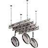 MyGift Ceiling-Mounted Pot and Pan Holder, Torched Wood and Metal Piping Hanging Storage Rack with 8 Hooks