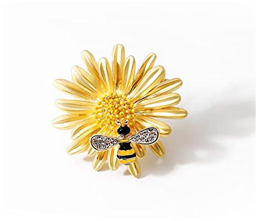 Image of New Sweet Daisy Little Bee Brooches Pearl Chrysanthemum Flower Wed Brooch Corsage Accessories Cute Pins Gifts For Women