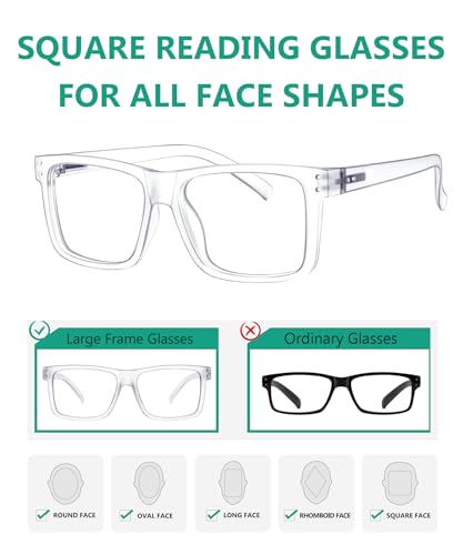 Image of Eyekepper 0.25 Reading Glasses, Readers for Men Women, 5 Pack Clear | Stylish Mens Womens Cheaters,Large Fashion Reader Eyeglasses,All-Day Comfort Spring Hinges,Scratch Resistant for Work /Crafts