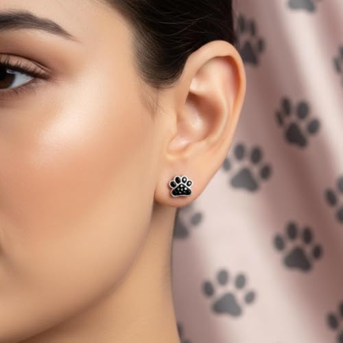 Image of 925 Sterling Silver Paw Print Stud Earrings (Choose Your Style) (Nickel Free)