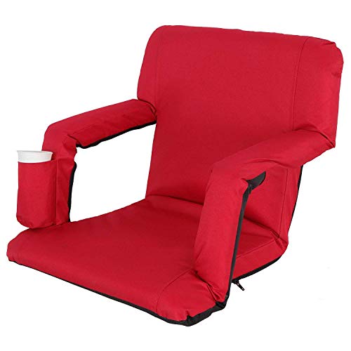 Saturnpower Portable Stadium Seat Chair Portable Stand Chair with Back and Cushion for Grandstand?Playground?Court Red (Red)