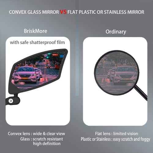 Fahrradspiegel für Lenker, BriskMore Lenkerende, Fahrradspiegel für Roller, E-Bike, kratzfeste Glaslinse, verstellbar und drehbar… – Ansicht 4