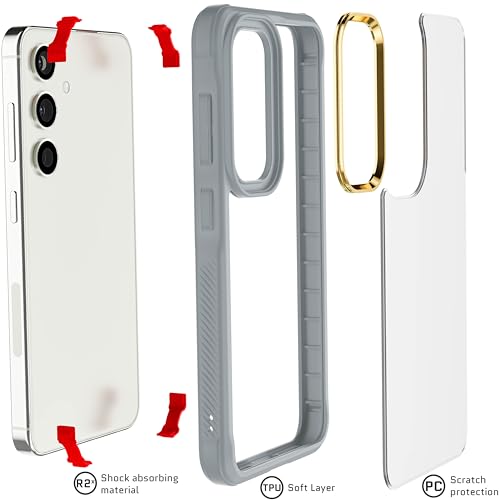 Image of Ghostek Covert Samsung Galaxy S24 Clear Case with Military Grade Shockproof Protection, Non-Slip Grip, Protective Silicone Phone Cover Designed for 2024 Galaxy S24 (6.2 inch) (Gray)