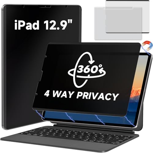 Image of Magnetic Privacy Screen Protector Compatible with iPad Pro 12.9 inch 2022-2018 (6th /5th /4th /3rd Gen), Easy Install Shield Anti Glare Blue Light Filter, Horizontal and Vertical Black Security Film