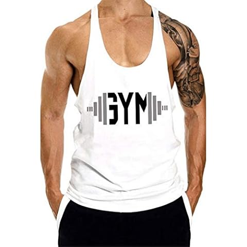 HOTCAT Men's Muscle Gym Fitness Y Back Stringer Tank Tops Bodybuilding Workout Sleeveless Stringer Vest Shirts Cover