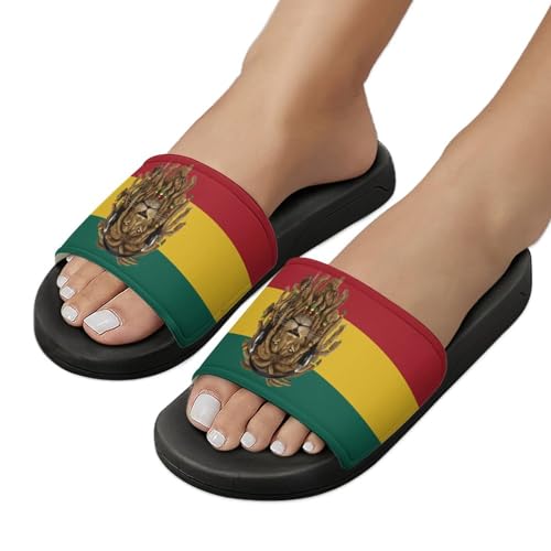 Lion Flag Reggae Rasta Summer Slippers Womans Mens Slides Shoes Sandals Slip On Flip Flops3