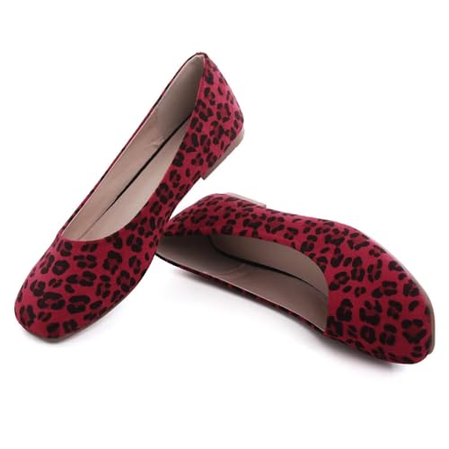 Image of ChaiRong Zhou Women Square Toe Ballets Flats Comfort Slip On Walking Shoes for Driving