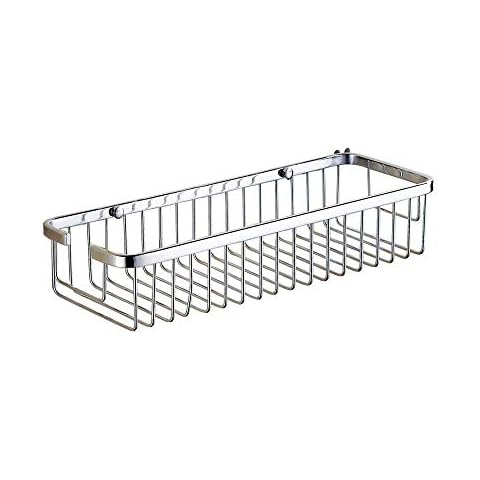 HomeYoo SUS304 Stainless Steel Rectangular Tub Shower Caddy Bath Basket Storage Shelf Hanging Organizer Rustproof Wall Mount Polished Finish (40cm) Cover