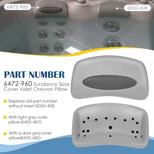 2 Pack 6472-960 Cover Valet Chevron Spa Pillow Replacement for Sundance 850/880 Series Hot Tubs Spas Pillow, with a Light Grey Outer Pillow(6455-467) and a Dark Grey Insert(6455-482) - Thumbnail 3