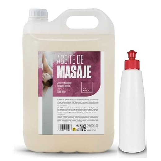 Aceite de Masaje de Almendras Dulces, Romero, Lavanda e Hinojo con Botella Rellenable 500 mL | Aceite corporal | 5L
