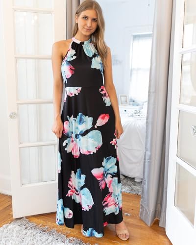 Image of STYLEWORD Women's Summer Floral Halter Maxi Dress Vacation Semi Formal 2026