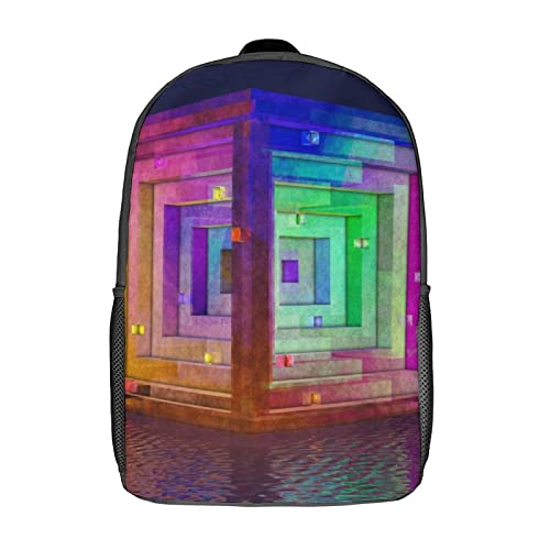 Sac à dos scolaire pour enfants Cube 17 pouces imprimé 3D pour adolescents